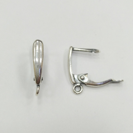 Швензы закрытые, 17х3.5мм, с английским замком, Капля гладкая, базовый материал - латунь, посеребренные с чернением, пара