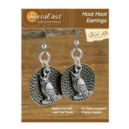 Набор для сборки украшения, 46мм, TierraCast, серьги Hoot Hoot, посеребренные