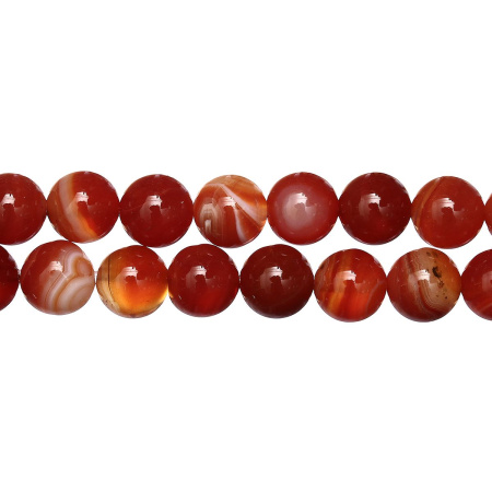 Бусины каменные, сердолик, полосатый, 10мм, 35 шт., низка