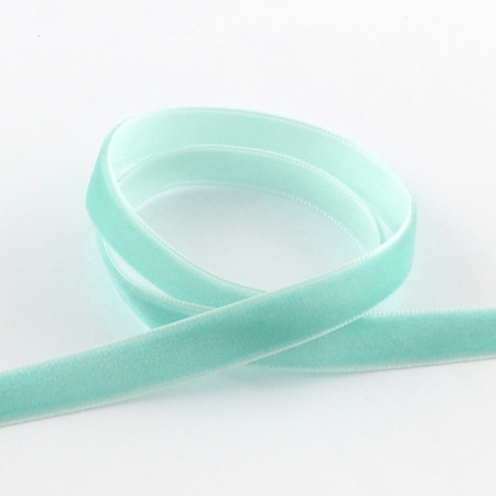 Лента бархатная, 13мм, бирюзово-голубая, 5 метров Лента бархатная, 13мм, бирюзово-голубая, 5 метров