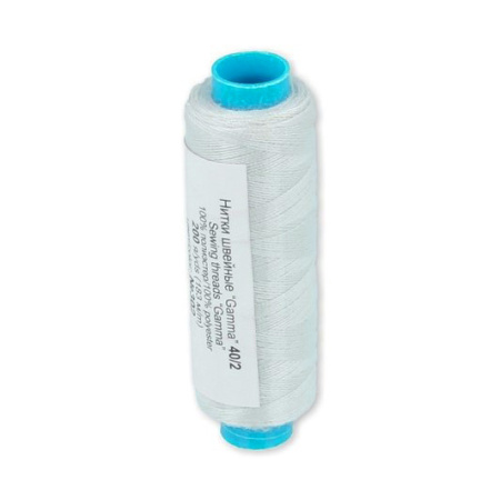 Нить полиэстеровая, Gamma, толщина 40/2, цвет №302 (светло-серый), катушка, 183 метра