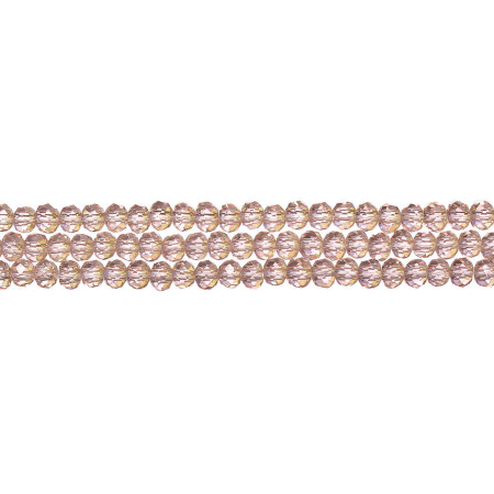 Бусины стеклянные, 3х2мм, граненые, рондели, розовато-бежевые, 170 шт., низка