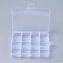 <p>Прямоугольный контейнер (пенал) для хранения фурнитуры из качественного прозрачного пластика с двумя защёлками. У органайзера имеется 12 ячеек с внутренним размером примерно 3*3 см. На торцевой части контейнера имеется петелька для подвешивания. На коробочке возможны небольшие царапинки, пятнышки. Цена за 1 шт.</p>