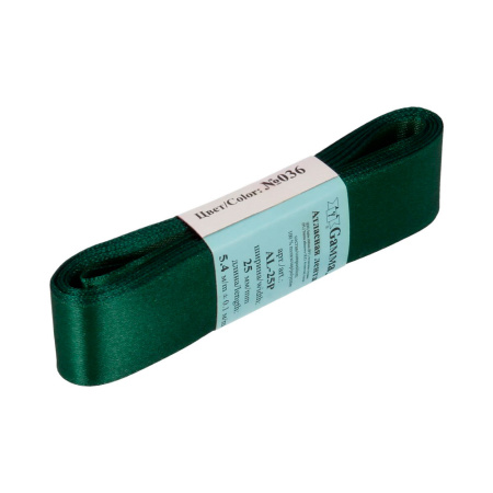 Лента атласная, Gaммa, 25мм, темно-изумрудная №036, моток, 5 метров Лента атласная, Gaммa, 25мм, темно-изумрудная №036, моток, 5 метров