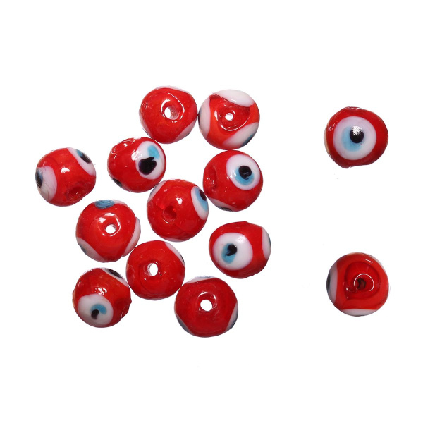<p>Оттенок может отличаться от фотографии: в некоторых поставках бусины более темные и полупрозрачные. 
Круглая бусина из стекла с глазками, ручная работа. Диаметр отверстия около 1 мм. Цена за 10 шт.</p><p>ВНИМАНИЕ: отверстие может быть сделано не очень аккуратно, бусины могут немного отличаться по форме и размеру.</p>