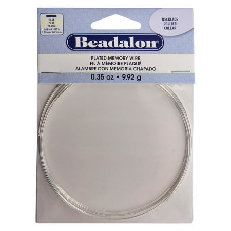 Проволока с памятью, 92х1.2х0.5мм, Beadalon, для колье, плоское сечение, посеребренная, 9.92 грамма (ок.6 витков)