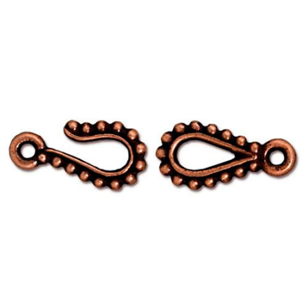 Застежка, 15х7мм, TierraCast, крючок с ответной частью, с пупырышками, базовый материал - оловянный сплав, медный, 1 шт.