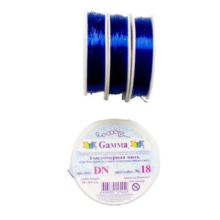 Нить - резинка для браслетов, 0.6мм, темно-синяя, катушка, 18 метров