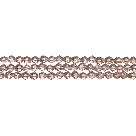 Бусины стеклянные, 4-5мм, граненые, биконусы, серо-бежевые с перламутровым покрытием, 78 шт., низка