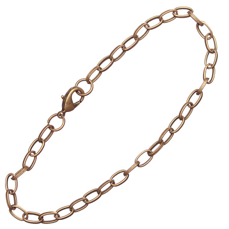 Цепочка для браслета, 7х4мм, базовый материал - железо, бронзового цвета, 21 см, готовая, 5 шт.