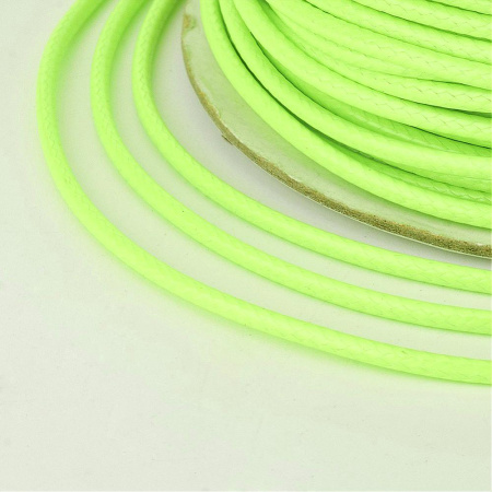 Шнур синтетический вощеный, полиэстеровый, около 2мм, неоново-салатовый, 10 метров