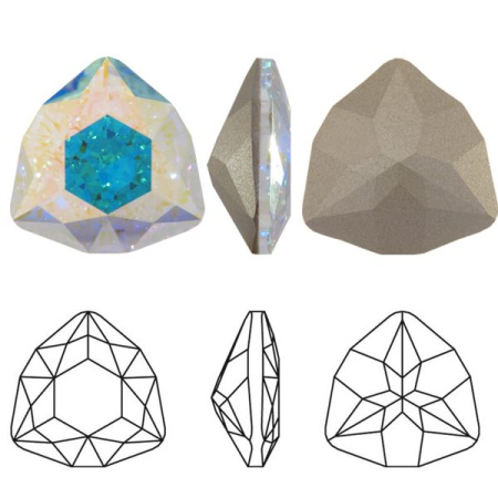 Ювелирный кристалл Swarovski, Триллиант (#4706), 7мм, кристально-прозрачный с AB, с фольгой, 2 шт. Ювелирный кристалл Swarovski, Триллиант (#4706), 7мм, кристально-прозрачный с AB, с фольгой, 2 шт.
