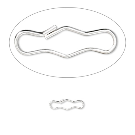 Застежка, 11х4мм, крючок защелкивающийся, базовый материал - латунь, посеребренный, 1 шт.