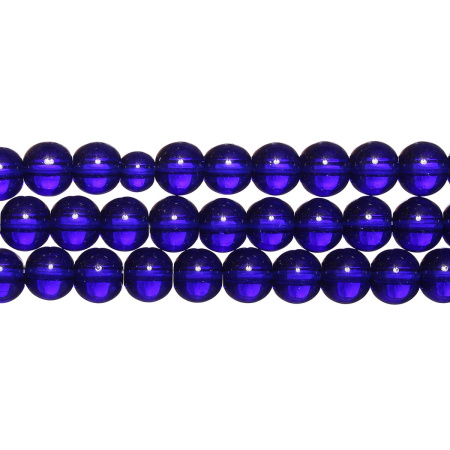 Бусины стеклянные, 8мм, темно-синие, 40 шт., низка