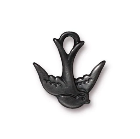 Подвеска, 17х16.5х2.5мм, TierraCast, ласточка, базовый материал - оловянный сплав, вороненая сталь, 2 шт.