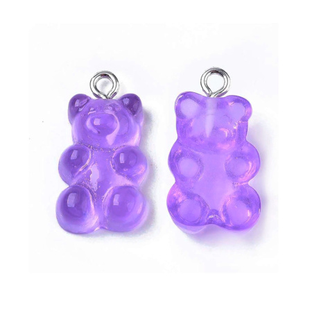 Подвеска акриловая, 21х11х6.5мм, желейный мишка, базовый материал - акрил, черника (фиолетовый), 1 шт.