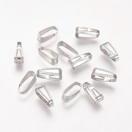 Держатель, 10х4мм, защелкивающийся, базовый материал - латунь, стального цвета, 10 шт.