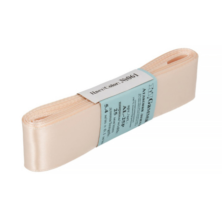 Лента атласная, Gaммa, 25мм, светло-бежевая №061, моток, 5 метров Лента атласная, Gaммa, 25мм, светло-бежевая №061, моток, 5 метров