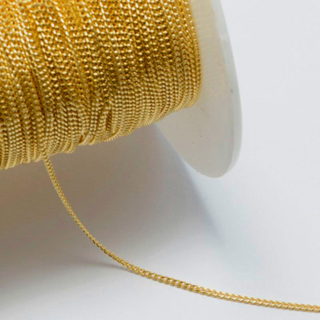 Цепочка отрезная (без замка), 1.8х1.2мм, витая, с алмазной гранью, базовый материал - латунь, матовая, золотистого цвета, 1 метр