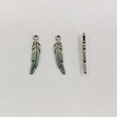 Подвеска, 17х3.7х1мм, перышко, базовый материал - нержавеющая сталь, без покрытия, 1 шт.
