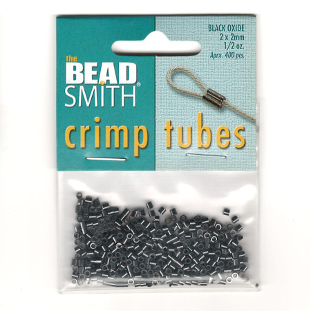 Кримпы, 2х2мм, Bead Smith, трубочки, базовый материал - латунь, вороненая сталь, около 400 шт.