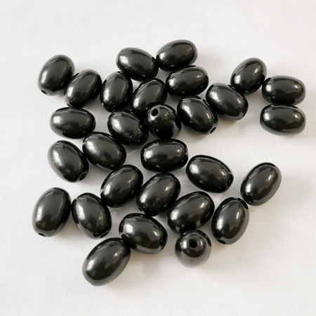 Бусины каменные, гагат, 10х7-11х8мм, рис, 10 шт.