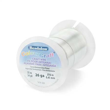 Проволока гибкая, 0.405мм, Beadalon ColourCraft, не темнеющая, посеребренная, катушка, 31 метр Проволока гибкая, 0.405мм, Beadalon ColourCraft, не темнеющая, посеребренная, катушка, 31 метр
