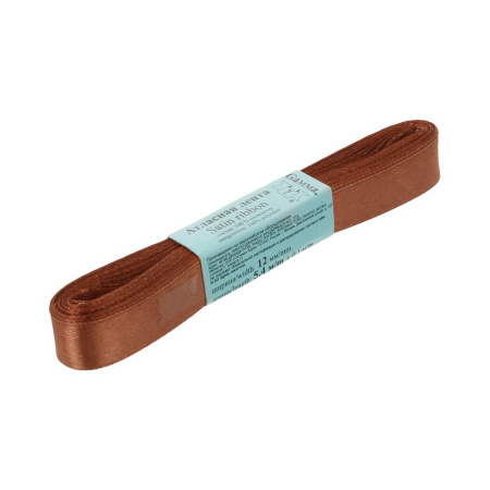 Лента атласная, Gaммa, 12мм, коричневая №037, моток, 5 метров Лента атласная, Gaммa, 12мм, коричневая №037, моток, 5 метров