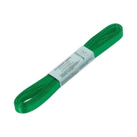 Лента атласная, Gaммa, 6мм, зеленая №019, моток, 5 метров Лента атласная, Gaммa, 6мм, зеленая №019, моток, 5 метров
