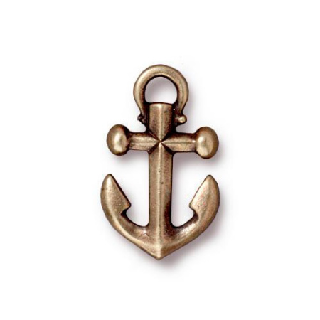 Подвеска, 20х12мм, TierraCast, якорь, базовый материал - оловянный сплав, бронзовый с чернением, 2 шт.
