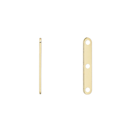 Разделитель, 19х3мм, гладкий, на 3 отверстия, базовый материал - латунь, позолоченный, 5 шт.