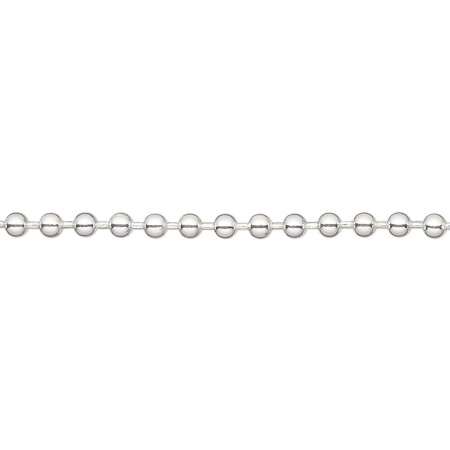 Цепочка отрезная (без замка), 2.4мм, с шариками, базовый материал - сталь, посеребренная, 1 метр