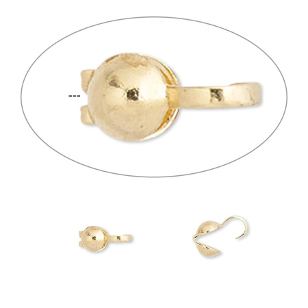 Концевики, 8х3.5мм, каллоты, базовый материал - латунь, позолоченные, пара