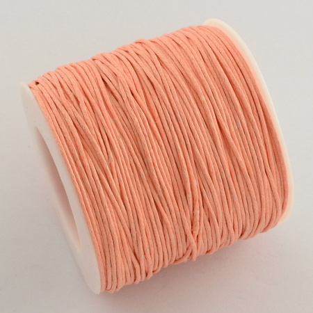 Шнур хлопковый вощеный, около 1мм, персиковый, 84 метра, катушка