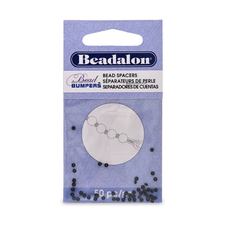 Бусина-разделитель силиконовая, 2х1мм, рондель Beadalon Bead Bumpers, черная, 50 шт.