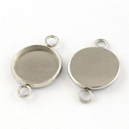 Рамка-коннектор для кабошона 18х12мм (внутренний размер 10мм), круглая, лаконичная, базовый материал - нержавеющая сталь, без покрытия, 1 шт. Рамка-коннектор для кабошона 18х12мм (внутренний размер 10мм), круглая, лаконичная, базовый материал - нержавеющая сталь, без покрытия, 1 шт.
