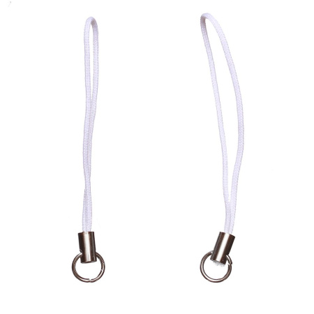 Основа для подвески на телефон, 55мм, белый шнур, базовый материал - латунь, стальное колечко, 50 шт. Основа для подвески на телефон, 55мм, белый шнур, базовый материал - латунь, стальное колечко, 50 шт.