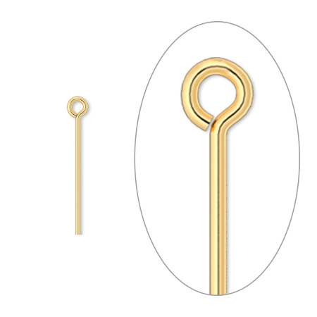 Пины с ушком, 25х0.723мм, базовый материал - латунь, позолоченные, 20 шт.