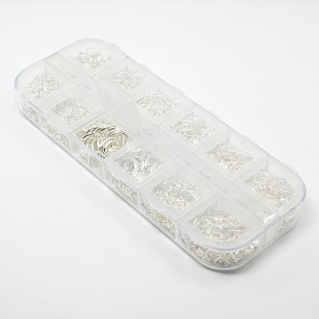 Соединительное колечко, 4-10мм, базовый материал - железо, серебристого цвета, набор в коробочке