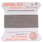<p>Прочная нить из высококачественного натурального 100% шелка, произведена компанией Griffin (Германия). К нити прикреплена проволочная иголочка. Идеально подходит для использования с жемчугом и натуральными камнями. Толщина около 0,7 мм. Оттенок может отличаться от фотографии и в разных поставках. Цена за моток 2 метра.</p>
