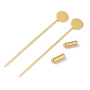 <p>Основа для броши в виде булавки с заглушкой (stick pin) - шляпная булавка. Булавка сделана из латуни с покрытием золотого цвета. Основа для декорирования - гладкая платформа диаметром 15 мм. Толщина булавки 1 мм. Оттенок может отличаться от фотографии и в разных поставках. Цена за 5 шт.</p><p>ВНИМАНИЕ: платформа может быть немного смещена относительно иголки, возможны пятнышки и царапинки.</p>