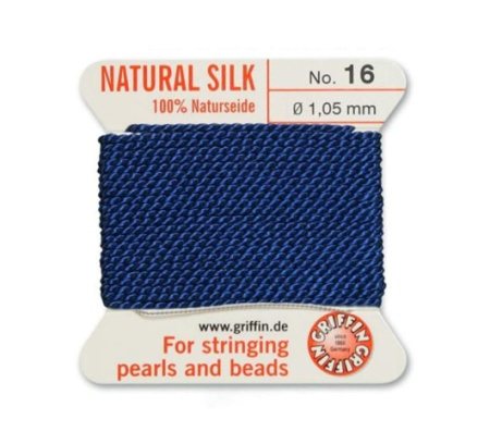 <p>Очень толстая и прочная нить из высококачественного натурального 100% шелка, произведена компанией Griffin (Германия). К нити прикреплена проволочная иголочка. Идеально подходит для использования с жемчугом и натуральными камнями. Толщина около 1,05 мм. Цена за моток 2 метра.</p>