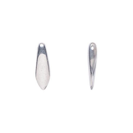 Бусина стеклянная, 16х5мм, Preciosa, кинжал, цвет серебристый с кристально-прозрачным, 2 шт.