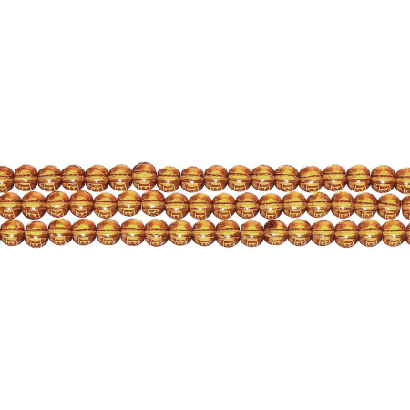 Бусины стеклянные, 4мм, янтарные, 78 шт., низка