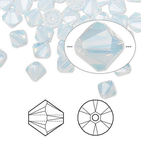 Бусина Swarovski, 6мм, Биконус (#5328), белый опал (цвет 234), 10 шт.