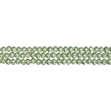 Бусины стеклянные, 4х3.5мм, граненые, рондели, светло-зеленые, 140 шт., низка