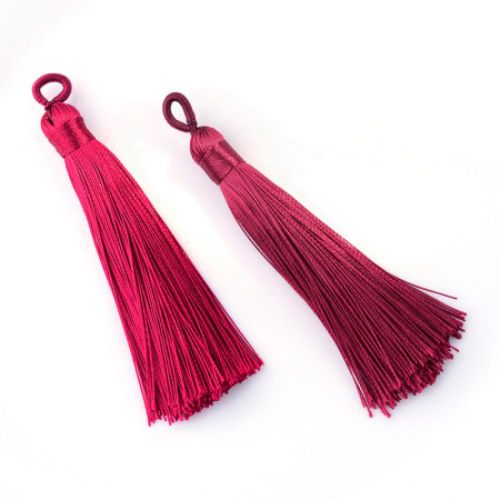 Кисточка декоративная, 75-85х9мм, полиэстер, вишневая, 2 шт.