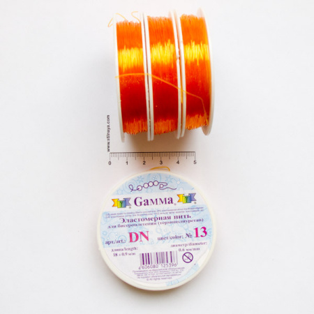 Нить - резинка для браслетов, 0.6мм, светло-оранжевая, катушка, 18 метров