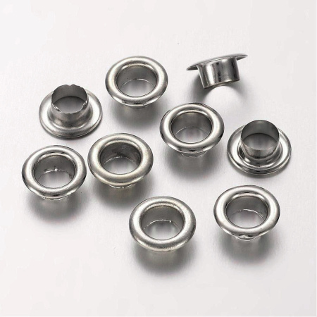 Люверсы без ответной части (блочки), 8.5х3.5мм, базовый материал - латунь, стального цвета, 2 грамма