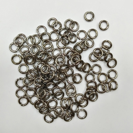 Соединительное колечко, 5мм (толщина 1.0мм, внутренний размер 3мм), базовый материал - латунь, вороненая сталь, 10 грамм